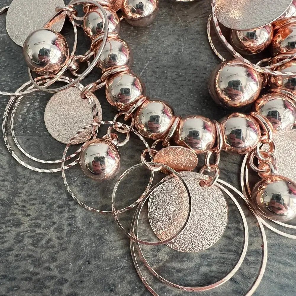 🍭6/$30 New with Tags Metal Rose Gold Bauble Stretch Bracelet